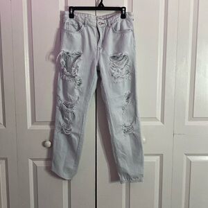 FOREVER21 White ripped jeans baggy
